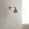 Wandlampe IWHD Nordic Ceramic Kupfer LED neben Pull -Kettenschalter nach oben verstellbarer Badezimmerspiegel Treppe Licht Wandlamp
