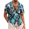 Chemises décontractées masculines 2024 Polo de haute qualité imprimé avec des rayures hawaïennes à manches courtes pour les loisirs et les vacances quotidiennes confortables
