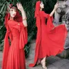 Vestidos casuais Yosimi-Red Chiffon Long Dress for Women O-Gobes Sleeve Tassel Empire Evening Party Elegant Summer 2024