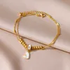 Ankiety 316L Postarki ze stali nierdzewnej dla kobiet imitacja Pearl Gold Kolor Bracelets Body Biżuter Akcesoria plażowe Bezpłatne wysyłki
