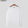 T-shirts masculins 2024 Men Shirt Hollow Out O-Neck Off épaule Vêtements de manches longues