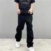 Y2K Black Baggy Jeans Mens Streetwear American Vintage Printed Letter Pants Straight Hiphop Loose Denim Trousers 240430