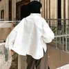 Kvinnors blusar superaen vår/sommar 2024 bat ärm vit skjorta lång beskuren topp koreansk lös vintage