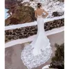 Suknia ślubna ślubna koronkowa sukienki aplikacja syrena spaghetti paski