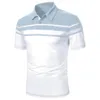 비즈니스 캐주얼 남성 폴로 티셔츠 셔츠 간단한 줄무늬 프린트 여름 Shortsleeve Fashion Street Wear 대형 옷 240423