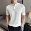 Polos pour hommes Polos 2024 Été mince chinois collier collier couleur unie en t-shirt à manches courtes