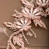 Haarklammern Rosegold Farbe Stirnbänder Hochzeitszubehör Kristall Blume Stirnband Haarbänder Tiara Frauen Kopfschmuck Brautschmuck