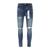 Mäns jeans Jeans nödställda motorcykelcyklist Jean Rock Skinny Slim Ripped Hole Letter Top Quality Brand Hip Hop Denim PantsB8E4
