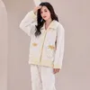 Kvinnors sömnkläder 2024 Pyjamas Kvinnor Flanell förtjockad söt set Autumn Winter Korean Dorm Home Service Suit Girls Leisure Loungewear