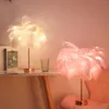 Lámparas de mesa Lámpara de plumas con control remoto USB/Batería Desk Base Rose Rose Base Base Night Light para el hogar - Pink