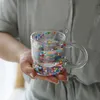 Tumblers Lazzy House Shining Fairy Double -Slier Queckspe Quecksale Cup Cup Big Ear Coffee Breakforge Heat Usulation Bubble Sequin Creative Glass H240506