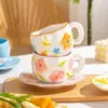 Tumblers 1Set 300ml Taza de té de café de Medio Oriente con cerámica de plato Tazas de leche Tazas de porcelana de la vajilla Día del día de las madres H240506