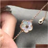 Stud 18K Rose Gold Luxe Sweet Plum Blossom Flower Designer Oorrichtingen Studs Moeder van Pearl Charm Oorringen Oorring oorbellen armbanden Dhfzk