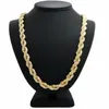 Hip -Hop -Seilkette Halskette 14K Gold plattiert 10 mm 24 Zoll 334p