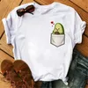 Dames T-shirt Maycaur New Womens T-shirt zomer schattige avocado print top t-shirt dames t-shirt korte mouwen witte t-shirt dames casual topl2405