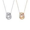 Swarovskis kettingontwerper Women topkwaliteit luxe mode crystal trend dubbele ring kristal hanger ketting dubbele ring gesp set met diamanten kraagketen