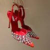 Najwyższej jakości Aquazzura Rhinestone High Heele Tope Toke damskie pompki slingback sztyletowe buty sukienki luksusowe designerskie buty wieczorowe buty fabryczne