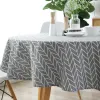 Pads Cotton Linen Nordic Round Tablecloth Colored Stripe Christmas Tree Pattern Cover Washable Table Cloth for Tea Table