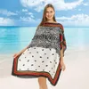 Beach Cape Cloak Womenponcho Seaside Holiday Spring and Summer Lady Mabe Châle Imitation Silk Pullover imprimé P2