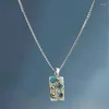 Colliers pendants Style bohème Collier géométrique d'originalité vintage pour les femmes Blue Crystal Candarbone Chain Bijoux