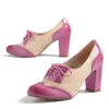 Kleding schoenen roze luxe oxfords dames hoge dikke hakken octrooi leer elegante amandel teen veter girls werk bunises size fowt 39 40