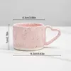 Tumblers Korean Style ins Ceramics Cup 300ML Pink Love shape handle Coffee Mug Breakfast milk oatmeal cup Water Valentines Day Gift H240506