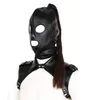 Lateks unisex kaput maskesi seksi pu deri maskeler erkek kadın cosplay flört saç at kuyruğu göğüs kemeri başlık seksi cosplay aksesuar y4106187