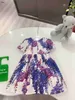 Brand girls skirt leaf pattern print Princess dress Size 100-160 CM kids designer clothes summer Short sleeved baby partydress 24April