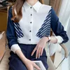 Blouses de femmes Fonctiones coréennes Fashion Simple Patchwork Patchwork Shirts Spring Autumn Office Lady Commute Chic Casual Long Sleeve Tops