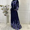 Etniska kläder Högkvalitativa Corduroy Abayas för kvinnor Autumn Winter Islam Dress Tryckt Långärmad casual Robe Femme Muselmane