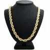 Hip -Hop -Seilkette Halskette 14K Gold plattiert 10 mm 24 Zoll 334p