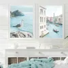 Fonds d'écran Cabine plage toile peinture van surf conch tortue pigeon mur art décor d'été océan image nordique chambre décorati j240505