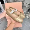 Kvinnor loafer designer loafers miui paris ballet designer professionell ballerinas plattform bowknot grunt mun enda platt sandaler designer häl dansskor