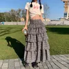 Юбки Гонконг в стиле ретро -клетчатая юбка для женщин 2024 года.
