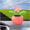 Boîte de tissus de voiture Nouveau tableau de bord fleur Suower Solar Dancing Decoration Ornements pour le bureau de la fenêtre Office Home Drop Livrot Automobiles MOT DHPM4