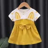 Robes de fille en bas âge en enfant robe fille dessin animé rabbit oreille costume costume arc