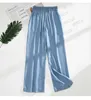 Women's Jeans 2024 Summer Women Thin Denim Trousers Elastic High Waist Blue Wide Leg Pants Korean Stretch Oversized Baggy