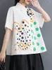 Blouses pour femmes Japonais Style Imprimé floral polka point à manches courtes en vrac noir blanc d'été chemisier de la mode Fashion Women Casual