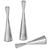 Bandlers Brackaged Silver Candlestick Set de 3 tableaux de table de conique en métal pour la fête de la salle à manger du mariage