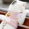 Katthalsar leder 1/Set Dog Harness Leash Set Pet Accessories Kawaii Angel Wing Vest For Dogs Cats Personliga kattunge valpförsörjning H240506