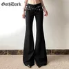 Pantalon féminin Capris Goth Dark Harajuku Solide haute taille pantalon Mall Goth Strt Bottom Women Punk Belts décor pantalon décontracté alt Pant Techwear Y240504