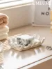Gerechten Soap Afvoer Houd geweven witte keramische badkamer zeepstandaard voortreffelijke beige keuken schuurpad houder hedendaagse kunstontwerper