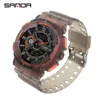 Начатые часы SNADA 2024 Мужские часы спортивные электронные наручные часы Водонепроницаемые модные флуоресцентные двойные двойные витрины цифровые Quartz Watch 3029