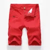 2023 Summer Mens Denim Shorts Street Clothing Trend Personlighet Slim Short Jeans White Red Black Mane Brand Clothes 240422