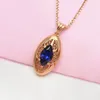 Chains Fashion classique incrustée Blue Gem Pendant plaqué 14k rose or dans un collier pour femmes bijoux de luxe légers