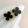 Charm and Brilliant Earring Jewelry High Gold Rose Natural Jade Lucky Clover Earrings with Common Cleefly