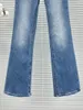 Jeans feminino Flor de bordado com miçangas azul magro para mulheres Primavera e verão 2024 Cantura alta Slim Fit Bell Bottom Pants Street