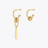 Enfashion Tag Piercing Drop Brongle en acier inoxydable Boucles d'oreilles en or