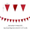 Banner Flags 10 pieds paillettes Papier métallique Triangle de Noël rouge drapeau bannière rouge décorations de fête de fête pour le mariage en arrière