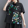 Bloups feminina European American Style Print Polka Dot Manga curta Sweet Girl's Chic Summer Bouse Shirts Street Moda Casual Casual